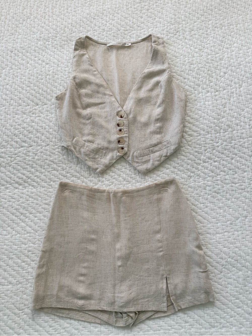 Alter 'd States Beige Linen-Blend Women’s Skort and Top Classic Neutral - XS